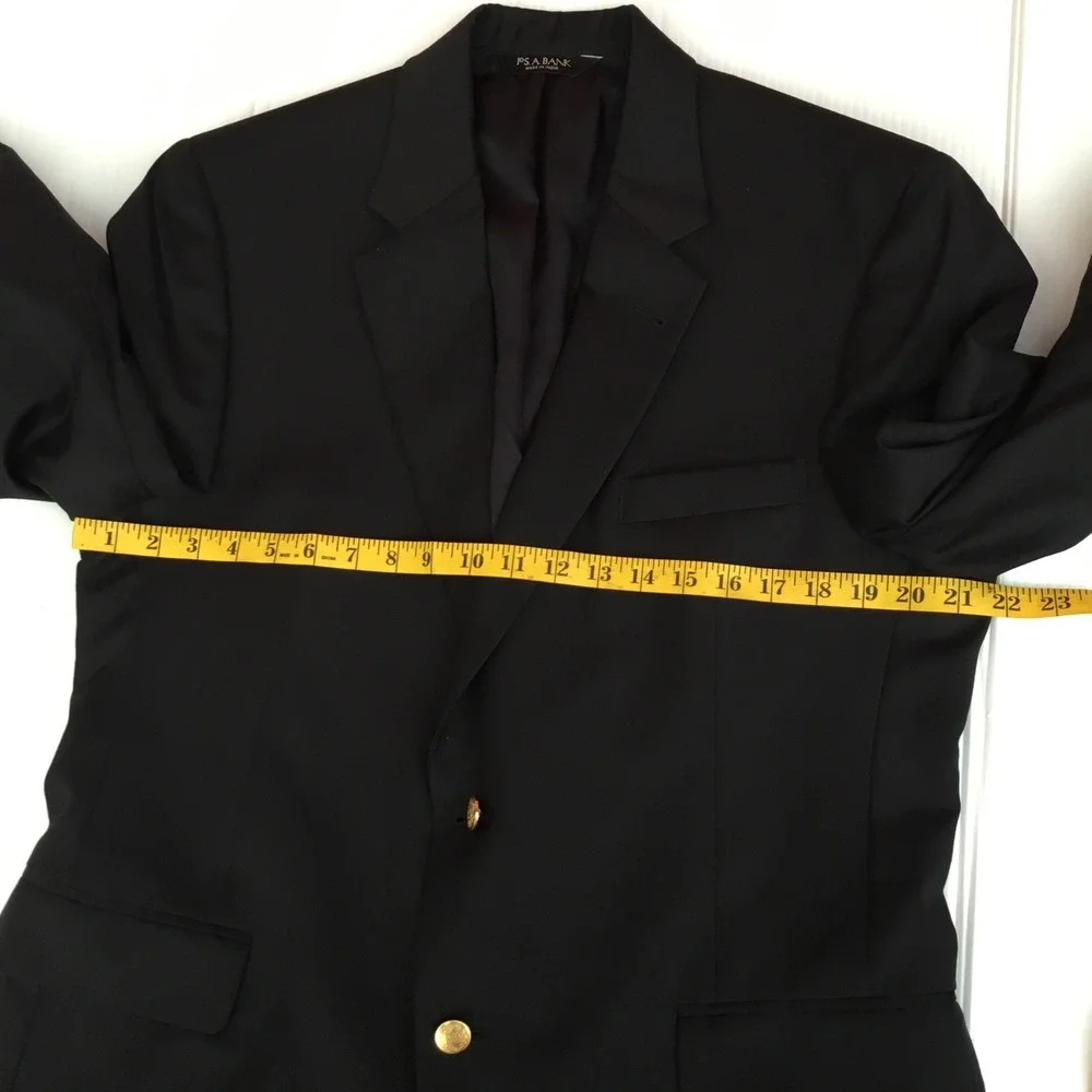 Jos. A. Bank Signature Collection Navy Blue 100% Wool Blazer‎ Gold Buttons 43R